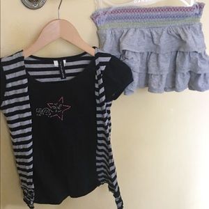 Gorgeous 2 pieces girls top and skirt set.
